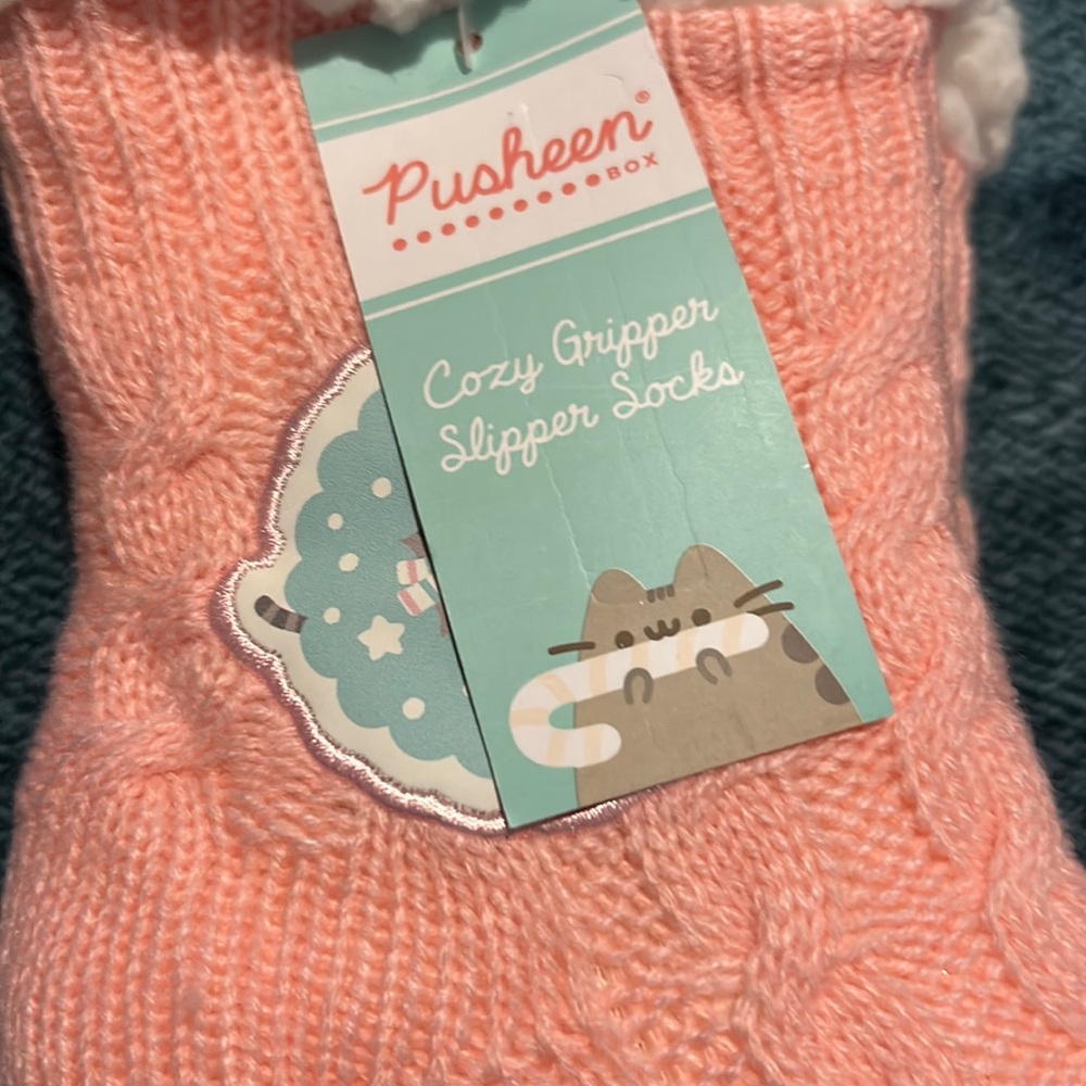 Movie night pusheen box slipper socks.